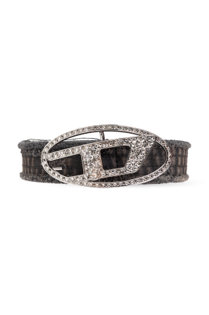 ベルト DIESEL Woman Belt Black 1 X09611P6364 T8013 B-1DR STRASS - logo belt with strass | Black | Diesel
